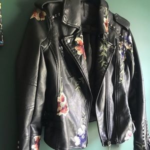 Blank NYC floral vegan leather Jacket!